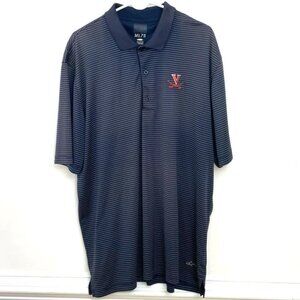UVA Greg Norman Striped Polo Shirt Men’s XXL Dark Blue & White Golf Athleisure